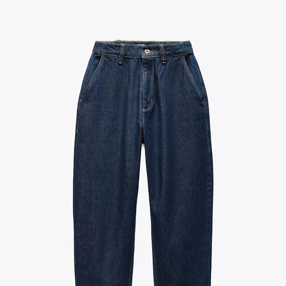 Zara Tapered High Rise Fit Dark Blue Jeans